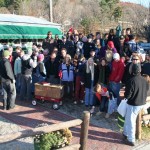 The cast and crew of “The Sensation of Sight” gather for a group photo in front of the Peterborough Diner, Peterborough, NH